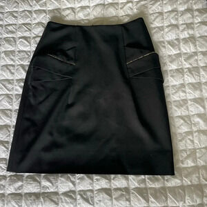 Lela Rose black wool blend skirt